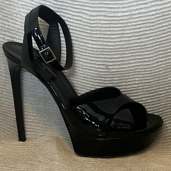 Saint Laurent 5.5” Patent Leather Platform Heels - Picture 1 of 7
